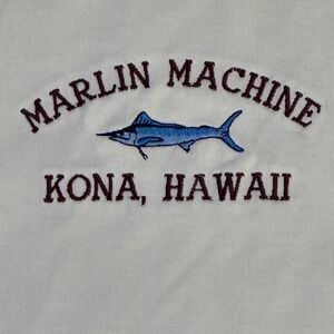 MARLIN MACHINE Kona Hawaii Mens Shirt Size M Big Game Sport Fishing Magic Polo